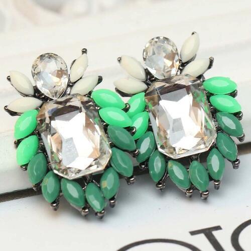 Womens fashion green honeybee earrings New arrival brand sweet metal with gems stud crystal earring for women girls