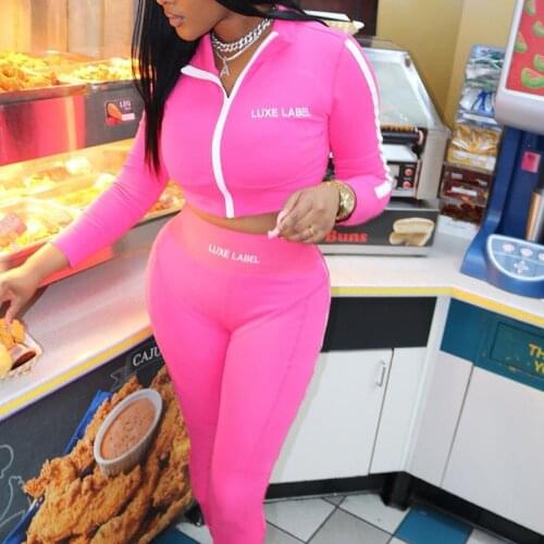 Echoine Long Sleeve Zipper Short Jacket Top Pants Set Two Piece Set Tracksuit Women Jogger Femme Skinny Bodycon Sweatsuit