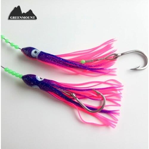1piece 120lb RIG fishing leader wire line Trace with Coating/ glow beans /ball bearing swivel /Live bait hook/ octopus lure