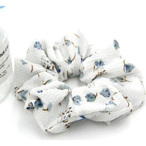 Furling Girl 1 PC Elegant Flower print Hairbands Women Seersucker Elastic Rubber Bands Ponytail Holders Hair Accessories