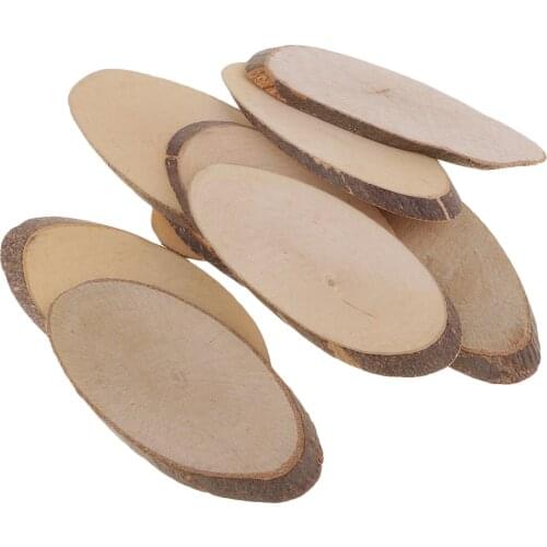 10 Pieces× Wood Slices Tree Log Discs Rustic Wedding Christmas Ornaments, Oval
