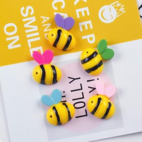 10pcs/lot 17mm Kawaii Mixed Resin Cartoon Bee Cabochon Flatback For Kids DIY HeadClip Scrapbooking Craft Home DIY Favor