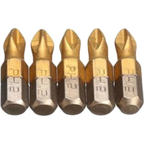 10pcs Titanium Coated Screwdriver Bits Anti Slip 1/4" Hex Shank Drill Bit 25mm For Power Tools