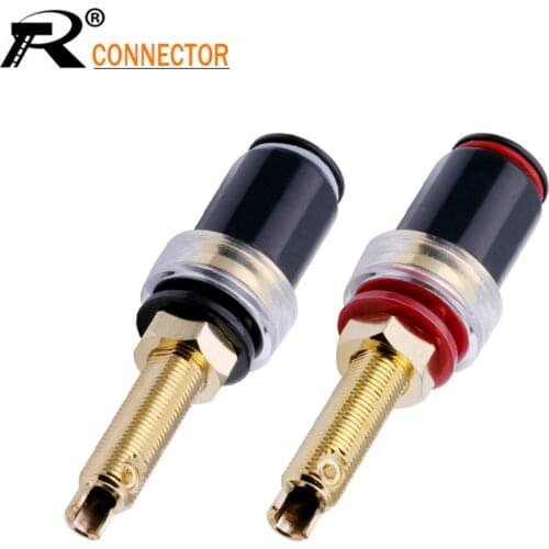10pcs Lengthen HIFI Speaker Terminal 50mm Pure Copper Gold-plated Terminal Block Amplifier Audio Banana Jack Socket Connector