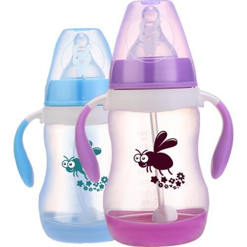 240/300ml PP Baby Feeding Bottles Cups Kids Water Milk Bottle Soft Mouth Duckbill Sippy Infant Drink Training Feeding Bottle