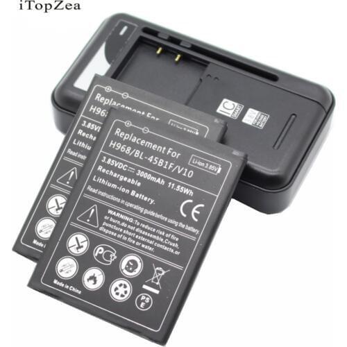2Pcs BL-45B1F Replacement Battery +Universal USB Wall charger For LG V10 H968 H961N H900 H901 VS990 F600 F600L F600S F600K