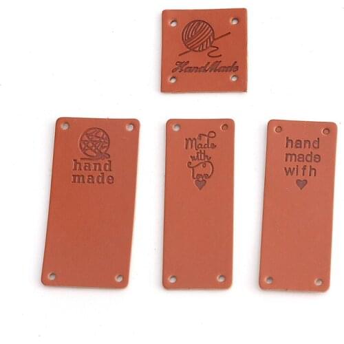 20Pcs Handmade Faux Leather Knitting Label Handmade Tags For Bag Handmade With Love PU Label For Bag Accessories