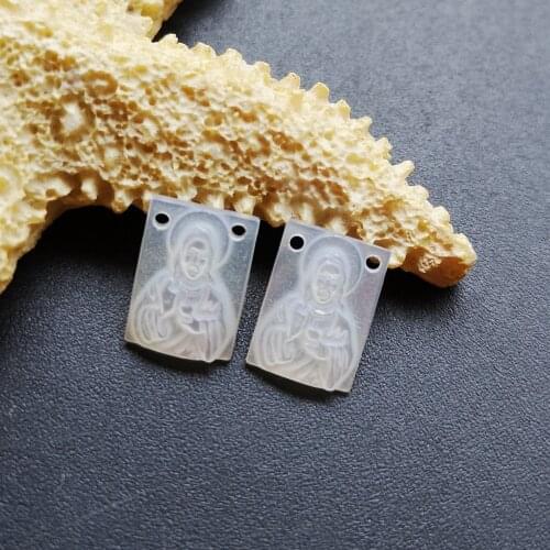 20pcs/lot 8x11mm Natural Rectangle Sacred Heart of Jesus Mother of Pearl Shell Rectangle cut Jesus Mother Pearl for DIY Jewelry