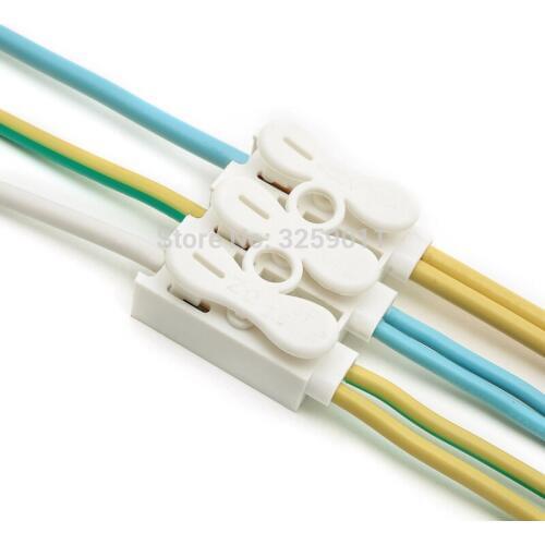 20PCS Self Locking Spring Wire Connectors Electrical Cable Clamp Terminal Block ZQ-3P white Quick Splice Lock Wire Terminal