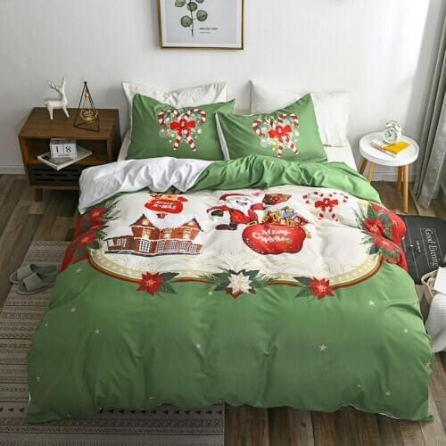3D Merry Christmas Gift Bedding Set Santa Claus Duvet Cover Set Pillowcase Red Bed Linens Quilt Cover Twin Full Queen King Size
