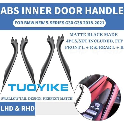 4PCS LHD RHD Matte Black Car Styling Interior Door Panel Handle Inner Pull Protective Cover Trim For BMW NEW 5-series G30 G38