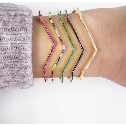 7 colors tiny paved red green blue cz wave charm delicate girl women gifts dainty chain valentines gift simple rainbow bracelets