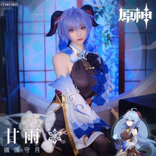 Anime! Genshin Impact Ganyu Game Suit Slim Dress Lovely Jumpsuits Uniform Cosplay Costume Halloween Party Outfit Women 2021 NEW