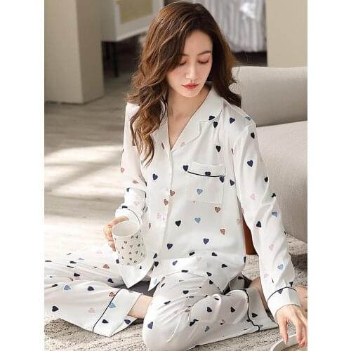 Satin Pajama For Women Summer Pink Pyjama Mujer PJ Set Satin White Sleepwear Fashion Nightwear Ice-Silk Pijama Femme Nuisette