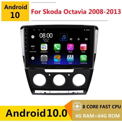 2 din 8 core android 10 car radio auto stereo for Skoda Octavia 2 A5 2008 2010 2011 12 13 navigation GPS DVD Multimedia Player