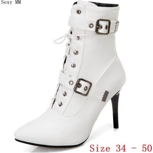 Spring Autumn High Heel Women Ankle Boots Woman Short Boots High Heel Shoes Plus Size 34 - 40 41 42 43 44 45 46 47 48 49 50