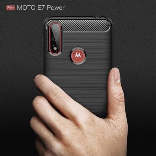 For Motorola Moto E7 Power Carbon Fibre Case Slim Rugged Armor Shockproof Soft Rubber Silicone Phone Cases Cover