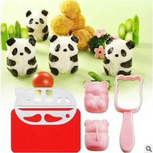 Rice Ball Molds Punch Sushi Rice Ball Mold Onigiri Mould DIY Sushi Maker Bazooka Bento Accessories 3D Panda Form Sushi Set