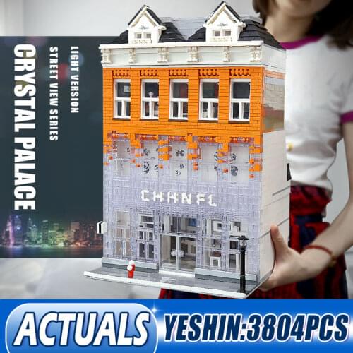 Mould King 16021 MOC Streetview Toys LED Lighting Crystal Palace Model Building Blocks Bricks Kids Birthday Christmas Gifts