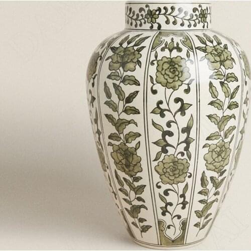 Hand Made Ceramic Vases Painted Rose Decorative Hotel Front Desk Flower Vase Desktop Dried Flowers Organizer Home Decoration