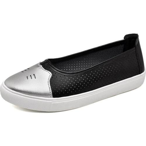 Summer Fashion Womens Flat Shoes; Comfortable and Breathable Leather Hollow Feet Ladies Shoes and Sandals; Casual Womens Shoes