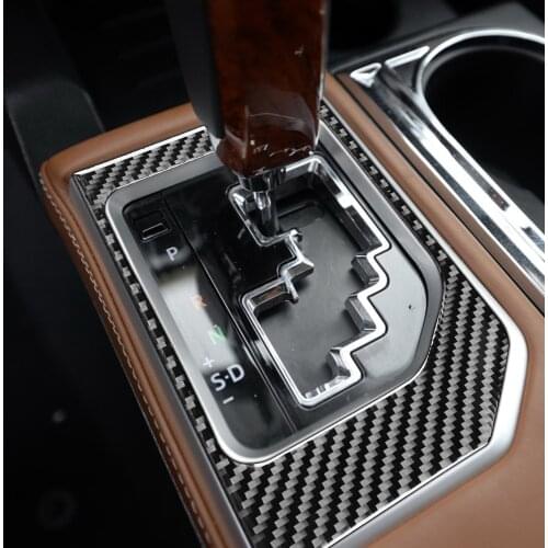 LHD! Car Styling Real Carbon Fiber Interior Gear Shift Panel Trim Stickers for Toyota Tundra 2014-2021