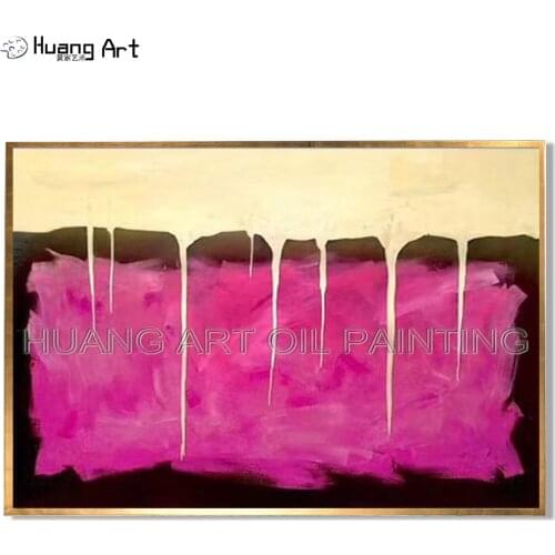 Fashion Modern Art 100% Hand-painted Yellow Gold and Rose Colors Abstract Oil Painting on Canvas Hang Oil Painting for Decor