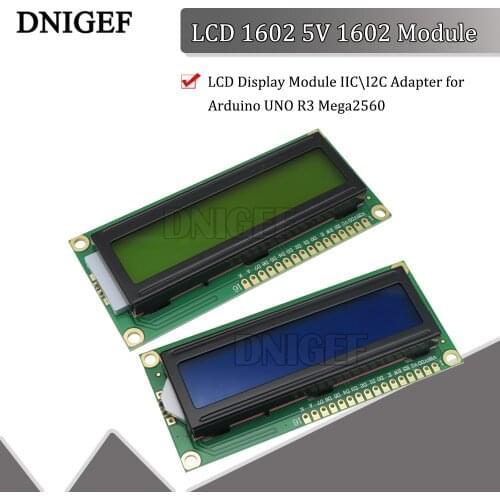 DNIGEF LCD 1602 5V 1602 Module Green\Blue screen 16x2 Character LCD Display Module IIC\I2C Adapter for Arduino UNO R3 Mega2560