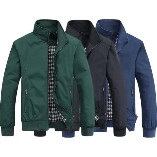 60% Dropshipping!!Men Solid Color Stand Collar Zipper Pocket Slim Bomber Jacket Coat Sportswear