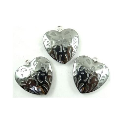 Natural Quartz crystal Titanium Hematite hand-Carved Heart Gem pendant for diy jewelry making necklace Accessories3pcs