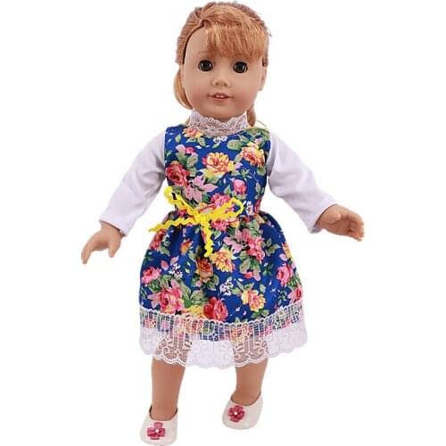 2021 New Pattern Clothes Printed Lace Dress Fit 18 Inch American&43cm Baby New Born Doll Clothes Accessories
