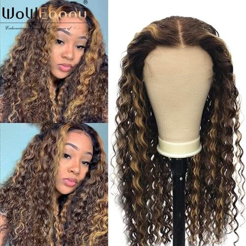 13x1 lace wig deep wave ombre brown human hair wigs 1b33 color brazilian deep wave lace front wig middle part lace wig for women