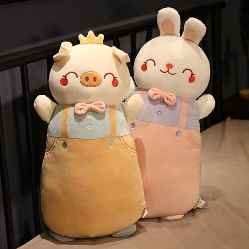 60/80cm Cute Dinosaur Elephant Bear Rabbit Pig Plush Toy Stuffed Soft Animal Cartoon Pillow Cushion Lovely Gift for Kids Baby
