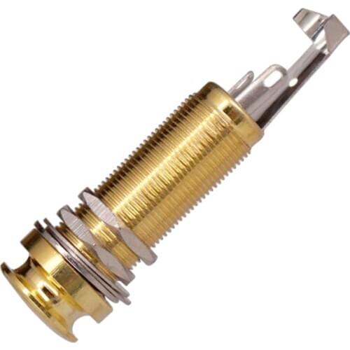 Durable Threaded Cylinder Output Strap End Pin Jack Socket for Electric Guitar Bass Golden