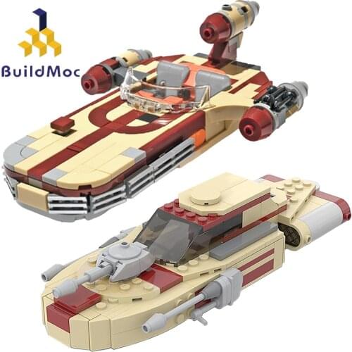 Buildmoc Star Movie Figures X-34 Landspeeder and Rebel Combat Speeder Technical Antigravity Car Aircraft Building Blocks Toys