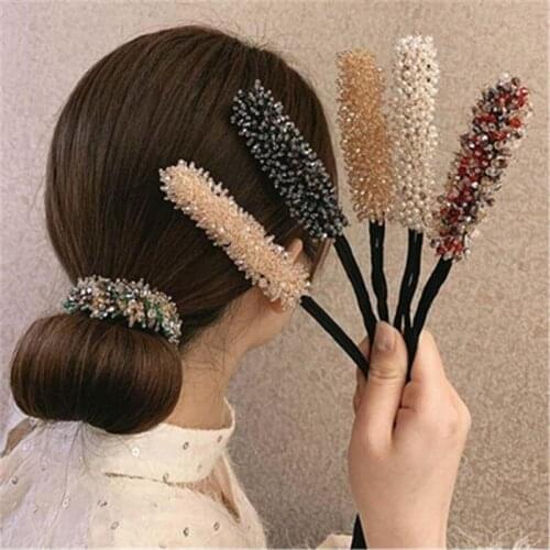 Ball Head Crystal Plate Hair Device Simple Braided Headdress Ever-Changing Fluffy Bud Hairpin