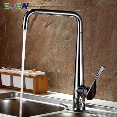 Kitchen Mixer Tap SDSN Quality Zinc Alloy Kitchen Sink Faucets Single Lever Seven Word Hot Cold Kitchen Mixer Chrome Faucets