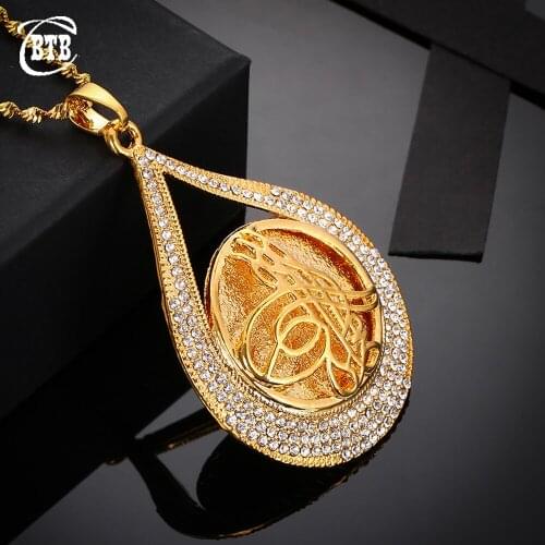 Turkish Fashion Classic Gold Coin Crystal Ladies Charm Pendant Item Muslim Luxury Jewelry Lucky Holiday Gift Wholesale