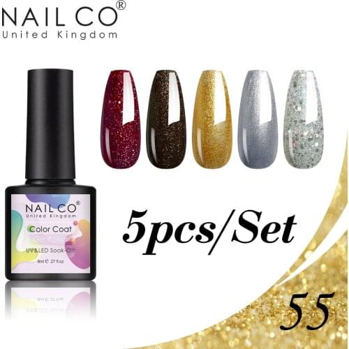 NAILCO 5PCS/SET 8ml Colors UV Gel Varnish Soak Off UV Nails Gel Nail Polish Manicure Nail Art Varnishes Gel Lacquer Coat Design