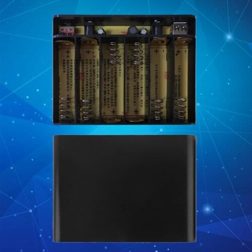 USB DC 12V Output 6x 18650 Batteries UPS DIY Power Bank Box Charger for Cellphone WiFi Router LED Light Security Camera QXNF