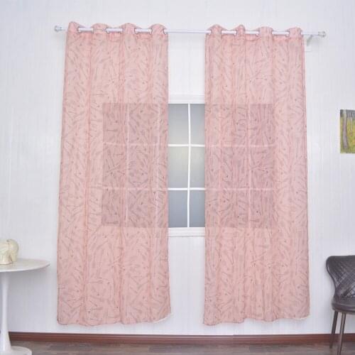 FMH Sheer Curtain Panels for Living room Bedroom French Window Faux Linen Drapery Tulle Printed Arrows in Silver Grommets