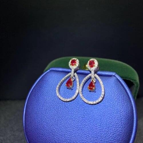 The latest designnatural ruby earings ladies Party Jewelry 925 pure silver high-end jewelry Monopoly