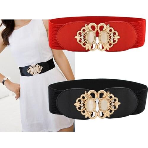 1PCS Women Lady Waistband Retro Elastic Stretchy Dress Narrow Waist Belts Band Red Blue Black White