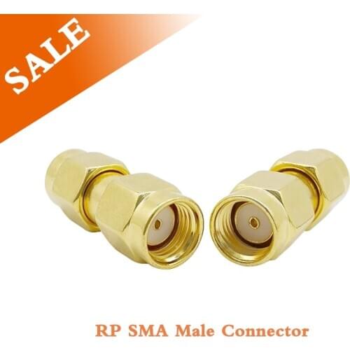 2Pcs RP SMA Male Plug to RP SMA Male Plug hole to hole RF Coaxial Coax Adapter RP SMA Male to RP SMA Male Gold RF Connector