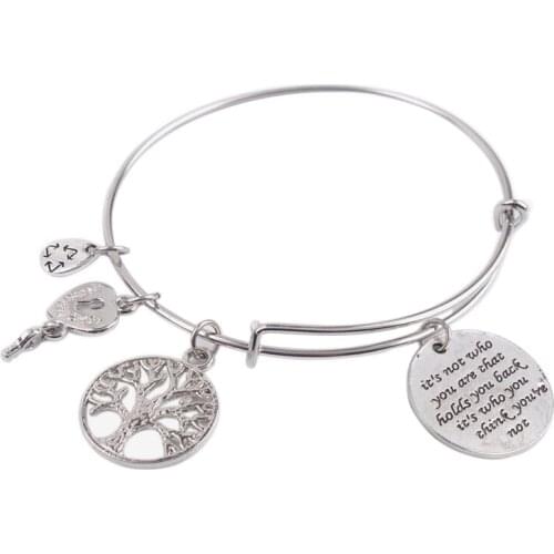 5PCS Expandable metal Wire Bangle Its not who you are that holds alloy Charm Bracelet #92082