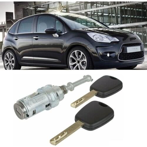 Car Front Left Door Lock Barrel for Citroen C2 C3 2002-2010 with 2 Keys 9170T9 9170W9 9170T5 256924