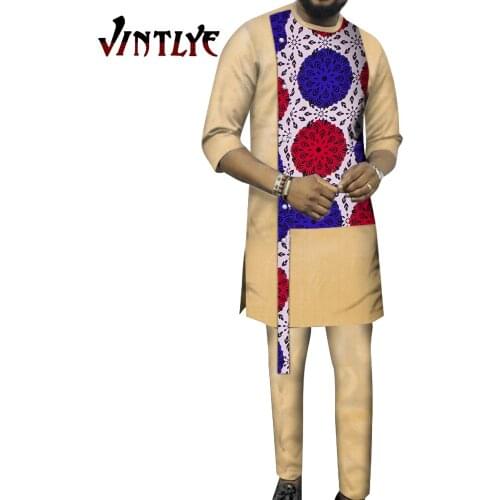African Mens Long Sleeve Top and Pants Suit African Mens Plus Size Dashiki Clothing WYN1197