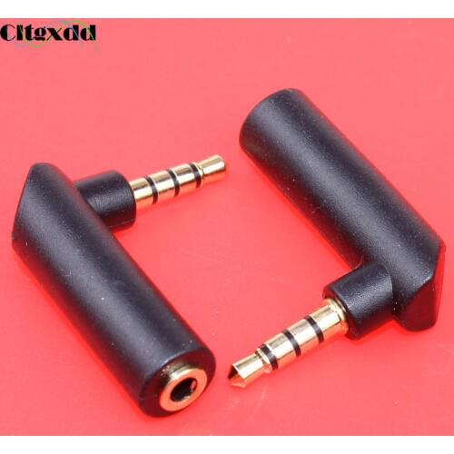 Cltgxdd Gold plated 3.5mm 4 Pole Stereo 90 Degree Right Angle Female to 3.5mm Male Audio Plug L Shape Jack Adapter Connector