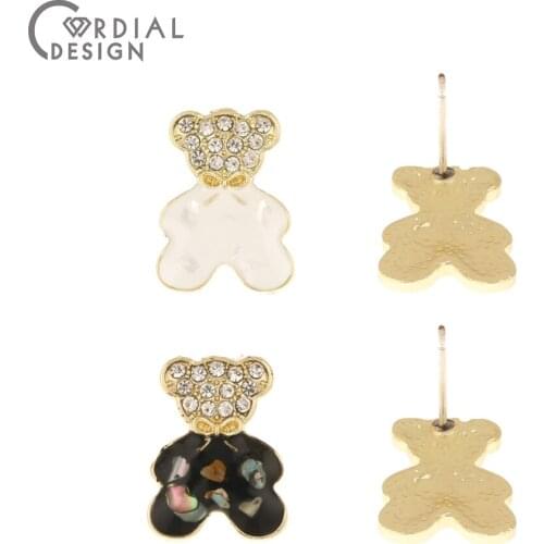 Cordial Design 50Pcs 12*16MM Earring Accessories/Shell Effect/Rhinestone Earring Stud/Animal Shape/Jewelry Finding & Components