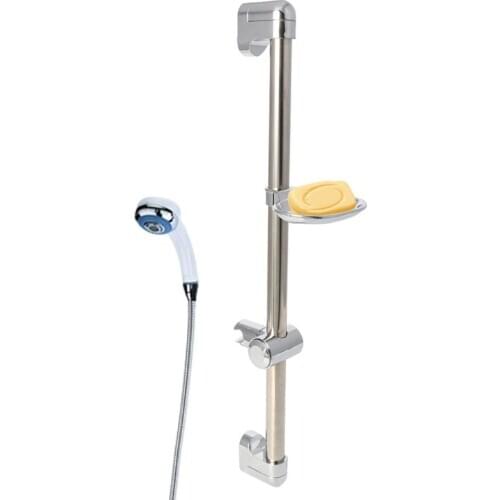 Stainless Steel Shower Head Holding Rod With Soap Box Adjustable Lifting Rods